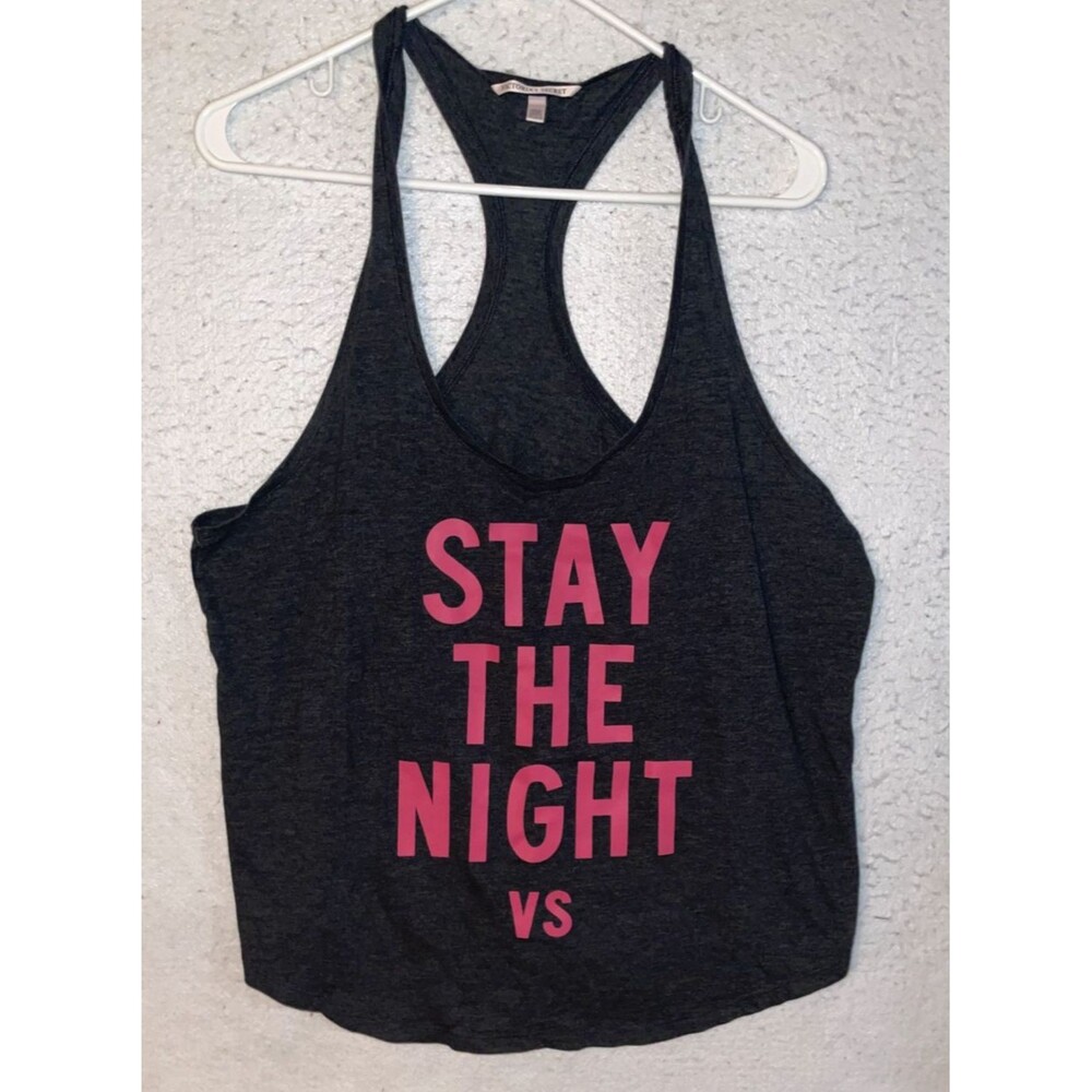 Victoria Secret Stay The Night Tank Top XL Heather Gray Racerback Sleeveless